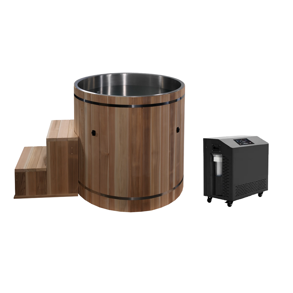 New 2024 Dynamic Cold Plunge Barrel: Premium Pacific Cedar with Ultra Stainless Steel Interior & WiFi-Enabled Cold Chiller