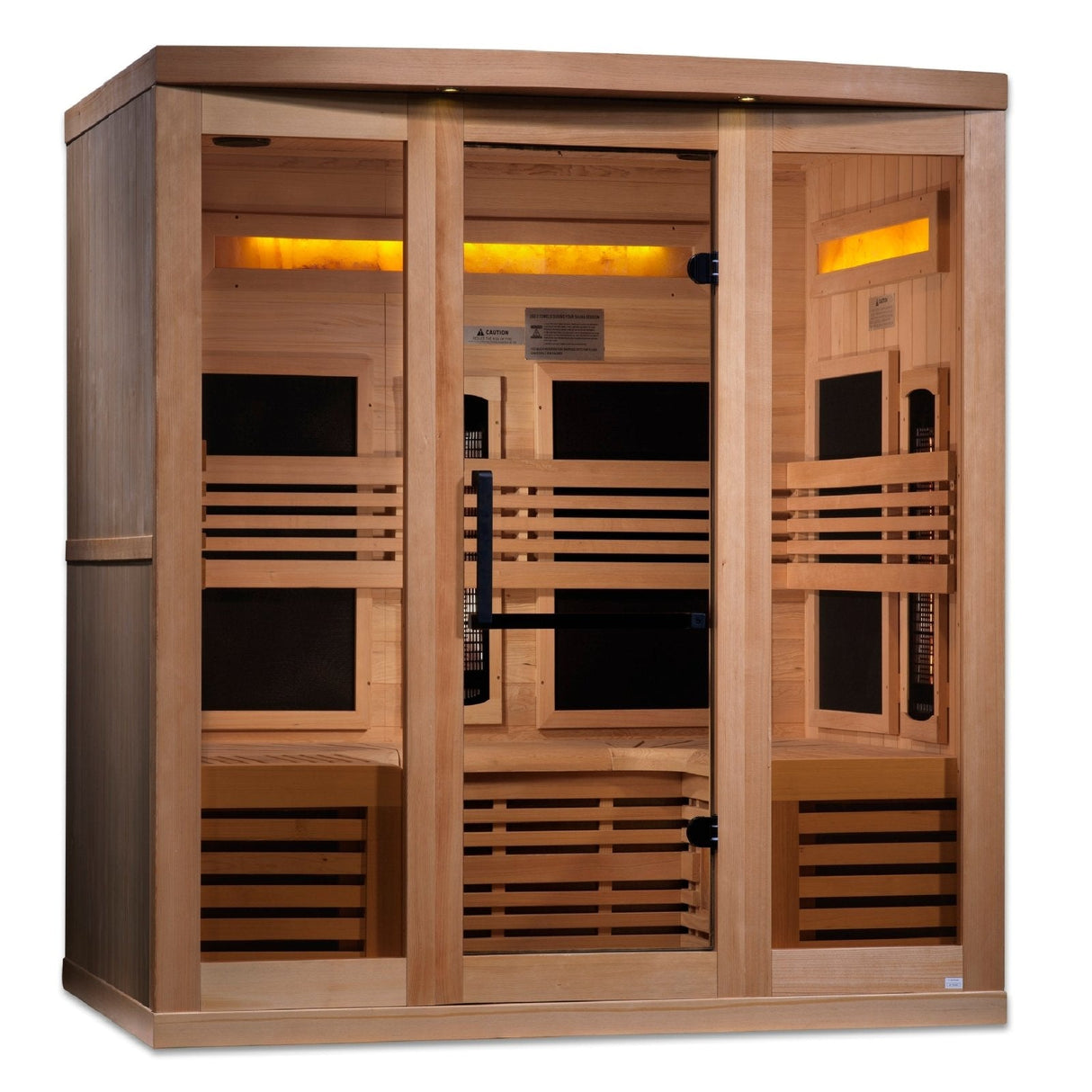 Golden Designs 2-Person Full Spectrum PureTech™ Near Zero EMF FAR Infrared Sauna with Himalayan Salt Bar Canadian Hemlock