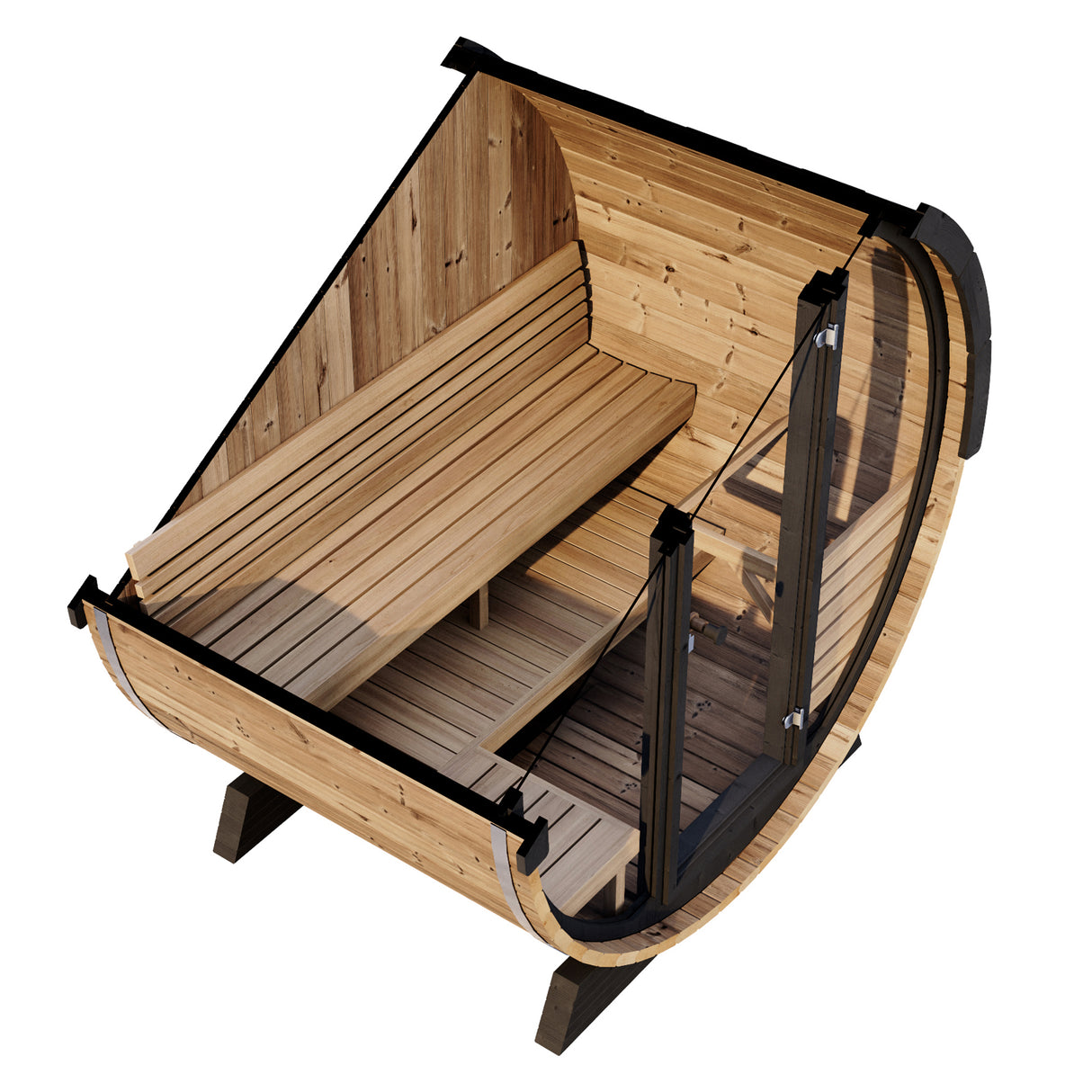 SaunaLife Elegance Series: 4-Person Barrel Sauna by Aurora Sanctuary - an ideal setting for relaxation and rejuvenation in your own home