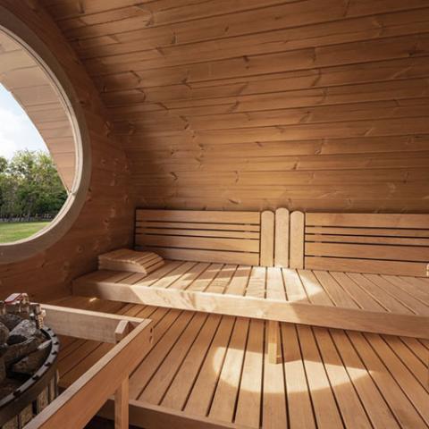 Saunalife Outdoor Hobhouse Barrel Sauna with Changing Room - Relaxing and Luxurious Outdoor Spa Experience Inside a Sauna Suite