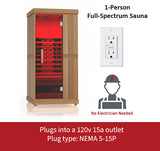 Get the ultimate relaxation experience with the Finnmark FD-1 Full Spectrum 1-Person Infrared Sauna at Aurora Sanctuary