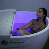 Shop the Dreampod Fiberglass Mineral Soaker Tank at Aurora Sanctuary for a luxurious bathing experience