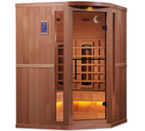 Golden Designs 3-Person Corner Full Spectrum PureTech™ Near Zero EMF FAR Infrared Sauna with Himalayan Salt Bar Canadian Hemlock 