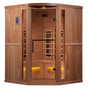 Golden Designs 3-Person Corner Full Spectrum PureTech™ Near Zero EMF FAR Infrared Sauna with Himalayan Salt Bar Canadian Hemlock 