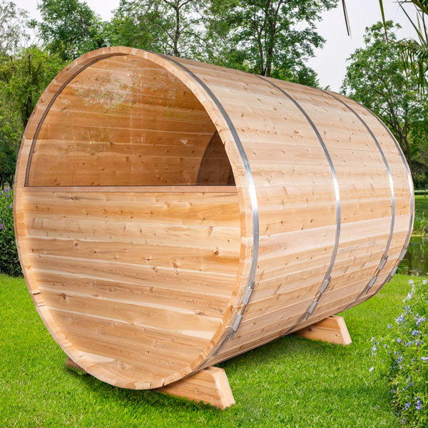 Canadian Timber 4-Person Barrel Sauna - Outdoor Relaxation and Wellness in Aurora Sanctuary