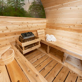 Shop the Dundalk Leisurecraft 4-Person Serenity MP Barrel Sauna at Aurora Sanctuary for a luxurious and relaxing experience