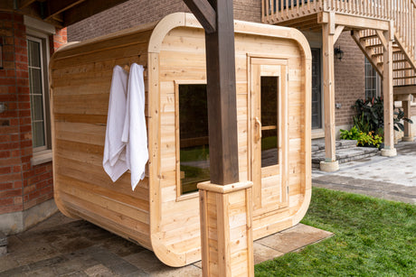 Shop Dundalk Leisurecraft Canadian Timber 4-Person Luna Sauna at Aurora Sanctuary - Relax in Style and Comfort with this High-Quality Sauna Experience