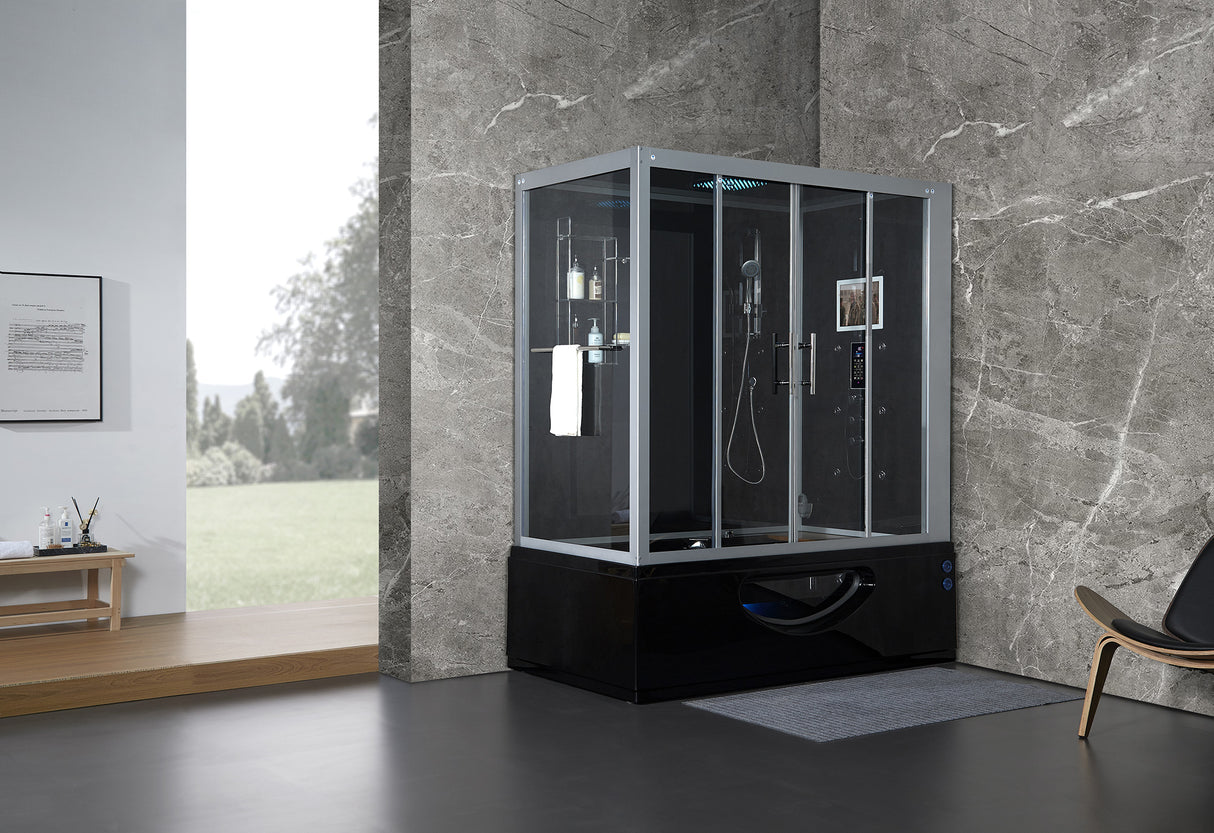 Maya Bath Catania Platinum Steam Shower Tub Combo with Smart TV