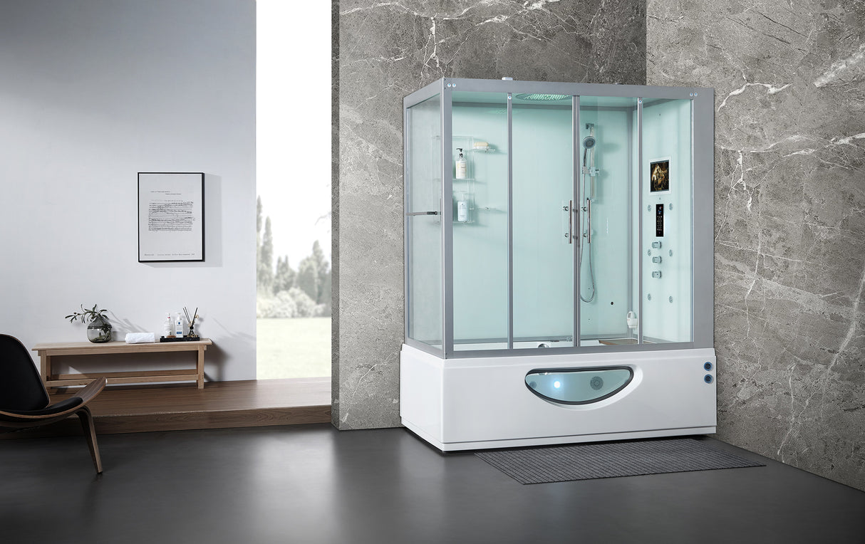 Maya Bath Catania Platinum Steam Shower Tub Combo with Smart TV