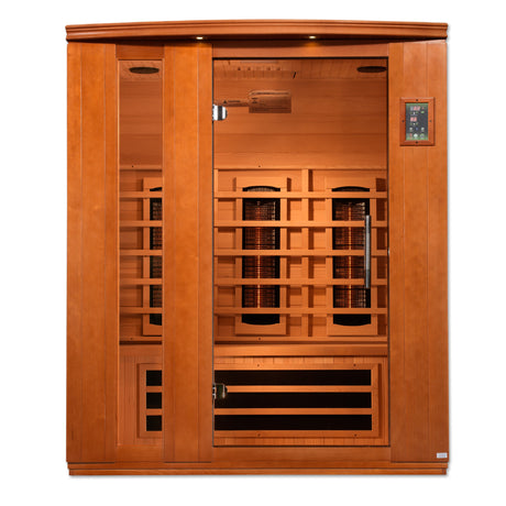 Dynamic Lugano 3-Person Zero EMF Far Infrared Sauna, Front View - Aurora Sanctuary