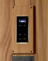 Traditional Sauna - Forssa Edition Canadian Red Cedar control panel image for optimal relaxation and wellness at Aurora Sanctuary