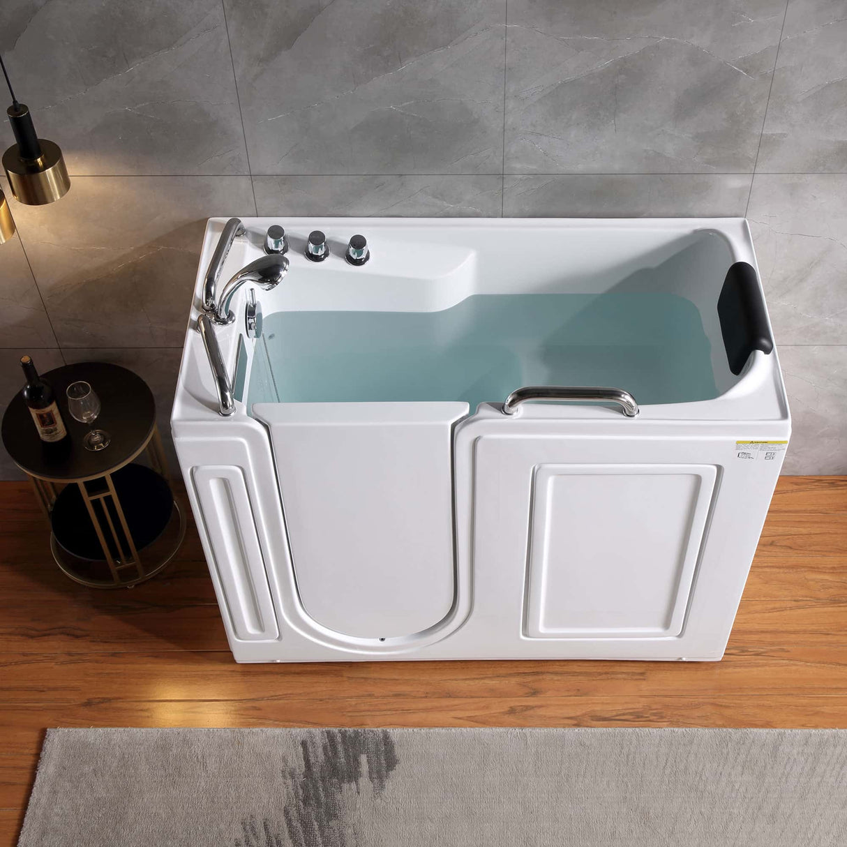 Empava 53WIT373: 53-Inch Walk-In Soaking Bathtub with Shower Scene - Luxurious and spacious walk-in bathtub from Empava offering a relaxing bathing experience at Aurora Sanctuary