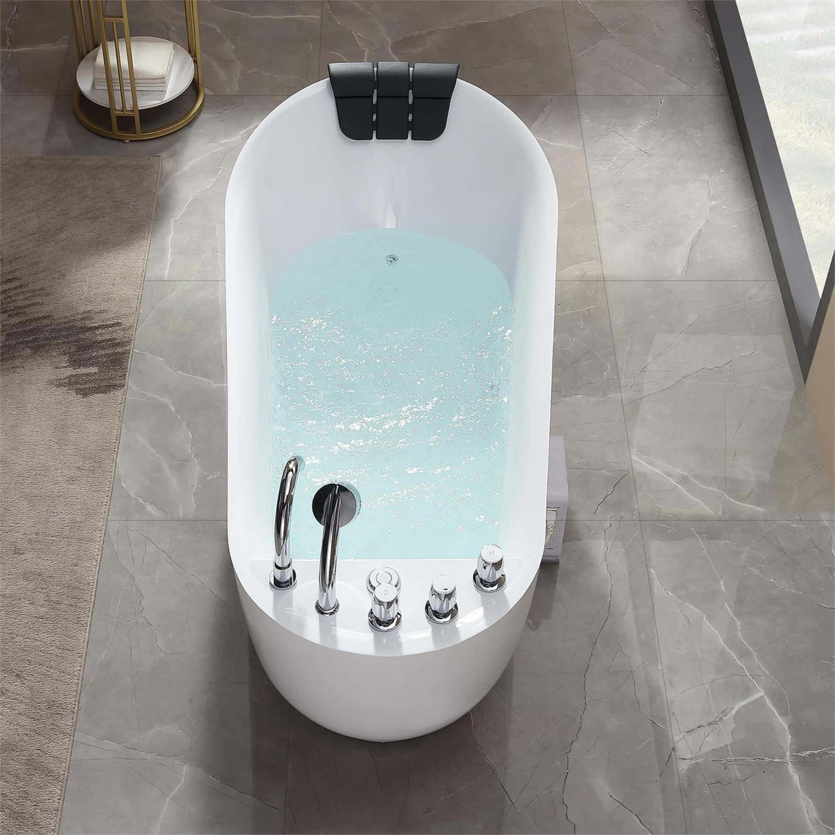 EMPAVA 59AIS04 59 IN. ACRYLIC OVAL WHIRLPOOL FREESTANDING BATHTUB