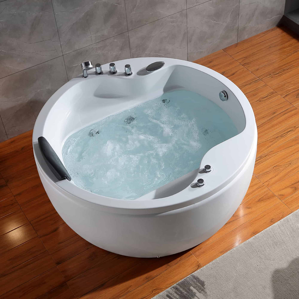 EMPAVA 59JT005 59 IN. WHIRLPOOL ACRYLIC HYDROMASSAGE ROUND TUB