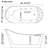 Empava 67AIS09 67-Inch Whirlpool Freestanding Acrylic Bathtub product image in oval high back single ended design on Aurora Sanctuary website