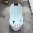 Empava 67AIS09 67-Inch Whirlpool Freestanding Acrylic Bathtub in a serene bathroom setting at Aurora Sanctuary