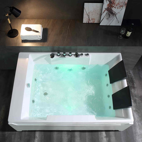 Empava 72JT367LED 72-Inch Whirlpool Luxury 2-Person Hydromassage Acrylic Rectangular Bathtub Scene 2 - Aurora Sanctuary