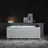 Empava 72JT367LED 72-Inch Whirlpool Luxury 2-Person Hydromassage Acrylic Bathtub featuring a relaxing scene inside the tub