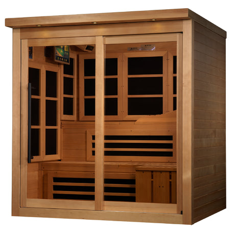 Golden Designs Monaco Limited Edition 6-person PureTech™ Near Zero EMF Under 2MG FAR Infrared Sauna Canadian Hemlock - GDI-696-02