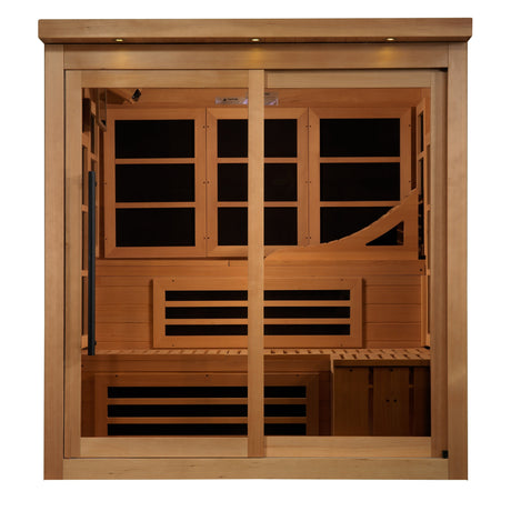 Golden Designs Monaco Limited Edition 6-person PureTech™ Near Zero EMF Under 2MG FAR Infrared Sauna Canadian Hemlock - GDI-696-02