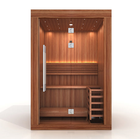 New Golden Designs 2025 Sundsvall 2-Person Sauna crafted from Canadian Red Cedar - luxurious home relaxation experience