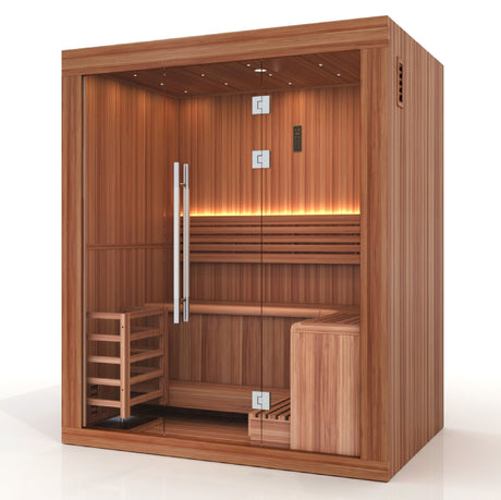 Golden Designs 2025 Copenhagen Edition 3-Person Sauna at Aurora Sanctuary - Relax and unwind in this luxurious infrared sauna for three, designed for ultimate comfort and relaxation.