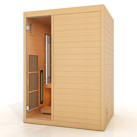 Golden Designs 2025 Soria 3-Person Hybrid Sauna - Full Spectrum Infrared Sauna for Health and Relaxation