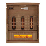 Golden Designs 3-Person Full Spectrum PureTech™ Near Zero EMF FAR Infrared Sauna with Himalayan Salt Bar Canadian Hemlock 