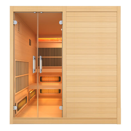 Golden Designs 2025 Toledo 6-Person Hybrid Sauna with Full Spectrum - Luxurious and spacious sauna for 6 people, featuring full spectrum therapy for ultimate relaxation.