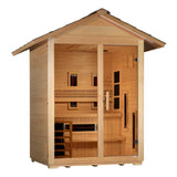 Golden Designs "Carinthia" 3 Person Hybrid PureTech™ Full Spectrum IR or Traditional Stove Outdoor Sauna - Canadian Hemlock