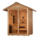 Golden Designs "Carinthia" 3 Person Hybrid PureTech™ Full Spectrum IR or Traditional Stove Outdoor Sauna - Canadian Hemlock