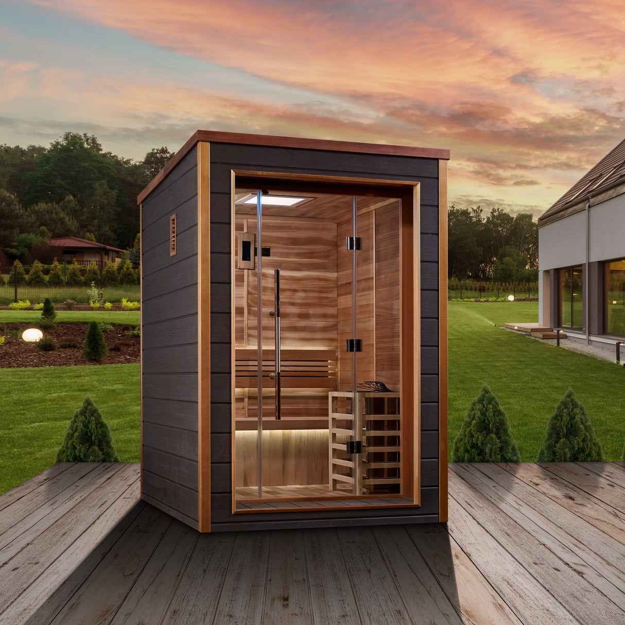 Golden Designs Narvik 2-Person Sauna: Canadian Red Cedar Interior - Luxurious Home Sauna for Relaxation and Wellness