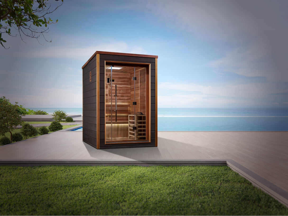 Golden Designs Narvik 2-Person Sauna featuring Canadian Red Cedar Interior - Relaxation and Luxury in a Home Sauna