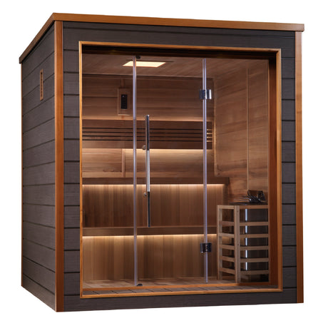 Golden Designs Bergen 6-Person Indoor/Outdoor Sauna - Relax and rejuvenate in luxury with this spacious sauna from Aurora Sanctuary