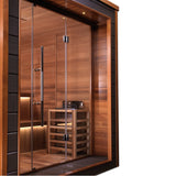 Golden Designs Bergen 6-Person Indoor/Outdoor Sauna at Aurora Sanctuary - Relax and rejuvenate in this spacious sauna designed for up to 6 people, perfect for indoor or outdoor use.