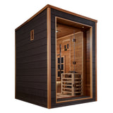 Golden Designs Nora 2 Person Outdoor-Indoor PureTech™ Hybrid Full Spectrum Sauna GDI-8222-01 - Canadian Red Cedar Interior