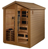 Golden Designs Kaskinen 6 Person Hybrid PureTech™ Full Spectrum IR or Traditional Stove Outdoor Sauna GDI-8526-01 - Canadian Red Cedar Interior