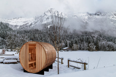 Golden Designs Arosa 4-Person Barrel Sauna in Pacific Cedar - Relaxation and Luxury in a Stylish Sauna Design