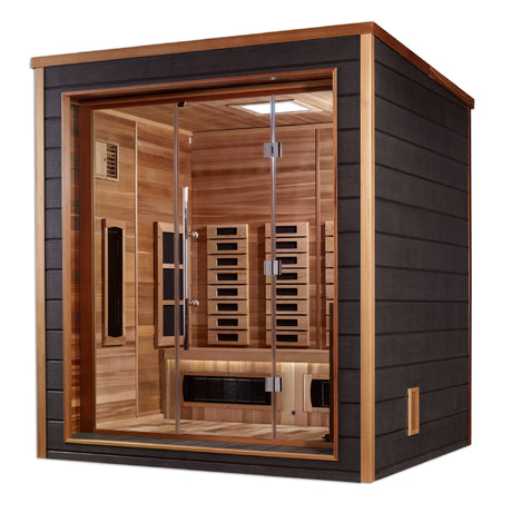 Golden Designs Visby 3 Person Outdoor-Indoor PureTech™ Hybrid Full Spectrum Sauna GDI-8223-01 - Canadian Red Cedar Interior