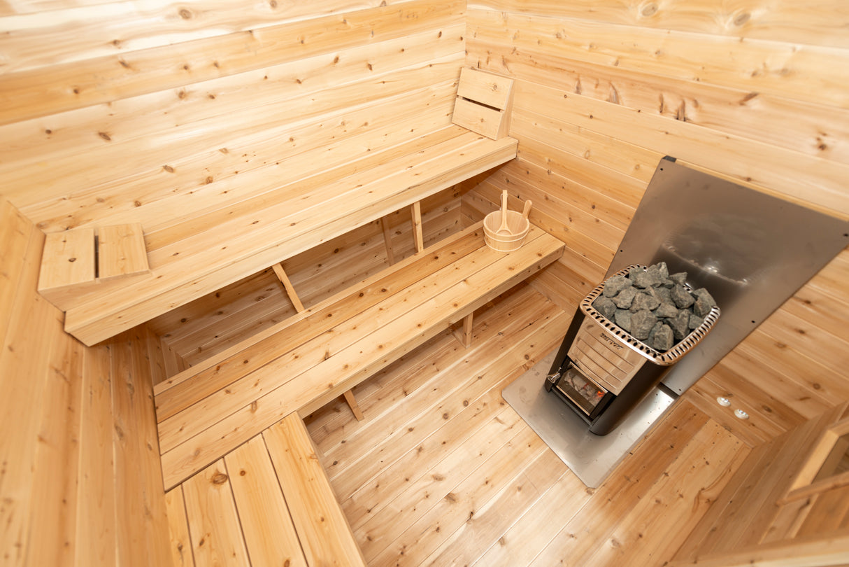 Explore the luxurious Dundalk Leisurecraft Canadian Timber Georgian Cabin Sauna with Changer - available at Aurora Sanctuary