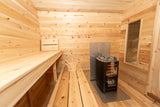 Photo of Dundalk Leisurecraft Canadian Timber Georgian Cabin Sauna with Changer, a luxurious and functional addition to any home spa setup