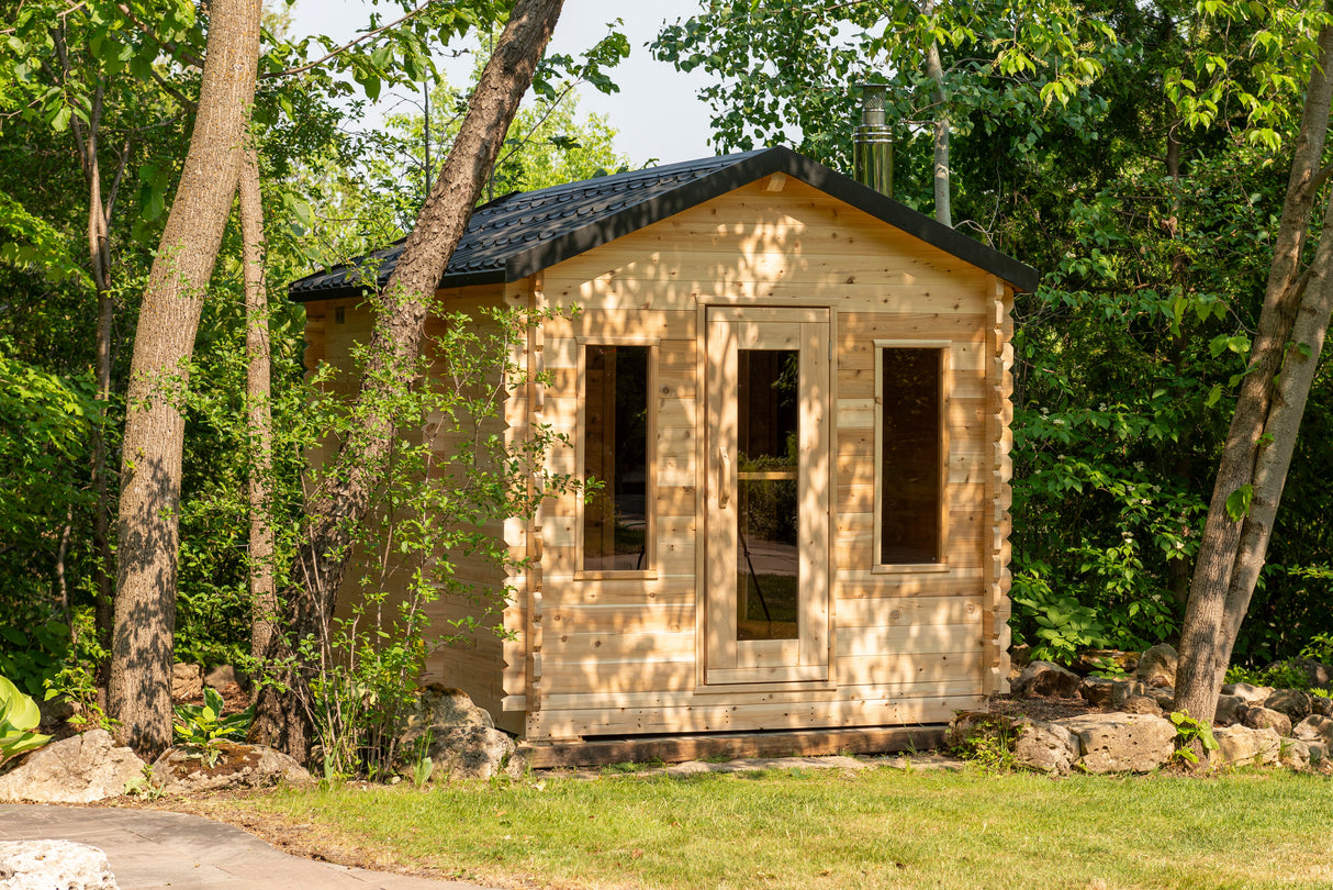 Dundalk Leisurecraft Canadian Timber Georgian Cabin Sauna with Changing Room - Relax and unwind in this luxurious sauna retreat