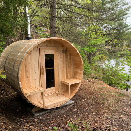 Shop the Dundalk Leisurecraft Canadian Timber 4-Person Sauna online at Aurora Sanctuary - Relax and unwind in style