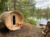 Canadian Timber 6-Person Barrel Sauna - Experience ultimate relaxation and luxury in this handcrafted Canadian timber sauna