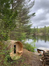 Canadian Timber 6-Person Barrel Sauna - Experience relaxation and luxury with this high-quality sauna from Aurora Sanctuary