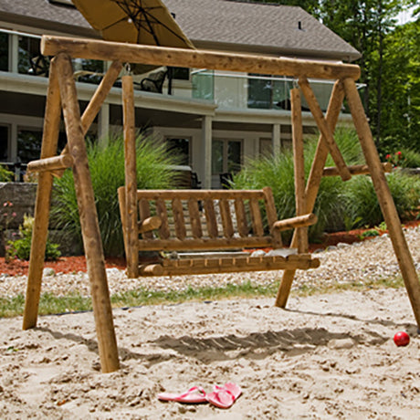 Dundalk Leisurecraft Canadian Timber A Frame Log Swing - Finished Mahogany