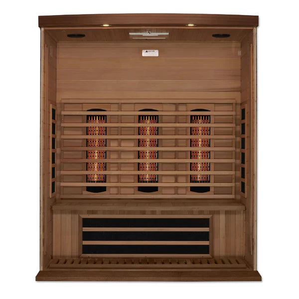 Maxxus 3-Person Near Zero EMF Infrared Sauna at Aurora Sanctuary - Relax and rejuvenate in a spacious sauna with cutting-edge technology for ultimate comfort and wellness