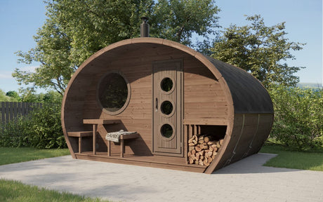 Saunalife Outdoor Hobhouse Barrel Sauna with Changing Room - Premium Quality, Stylish Design, Ideal for Relaxation and Privacy