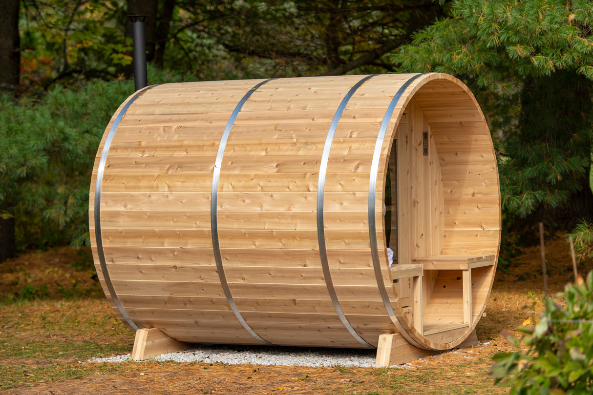 Canadian Timber 6-Person Barrel Sauna - Relaxation and Luxury, premium outdoor sauna experience for six individuals