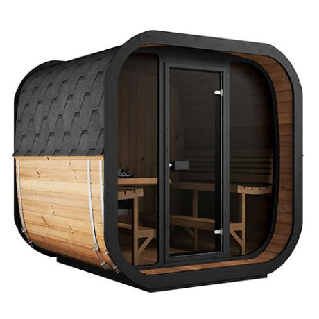 SaunaLife Luxury 6 person Outdoor Sauna with premium glass front premium wood with glass door